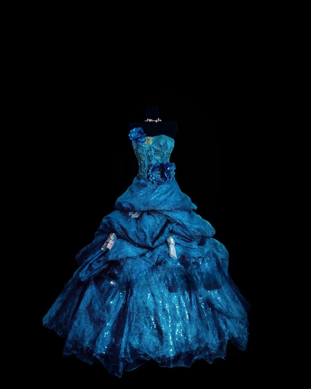 Modest Ball Gown Blue Strapless Long Quinceanera Dresses For Sweet 15 15 Anos Celebration Birthday Formal Gown RB8894