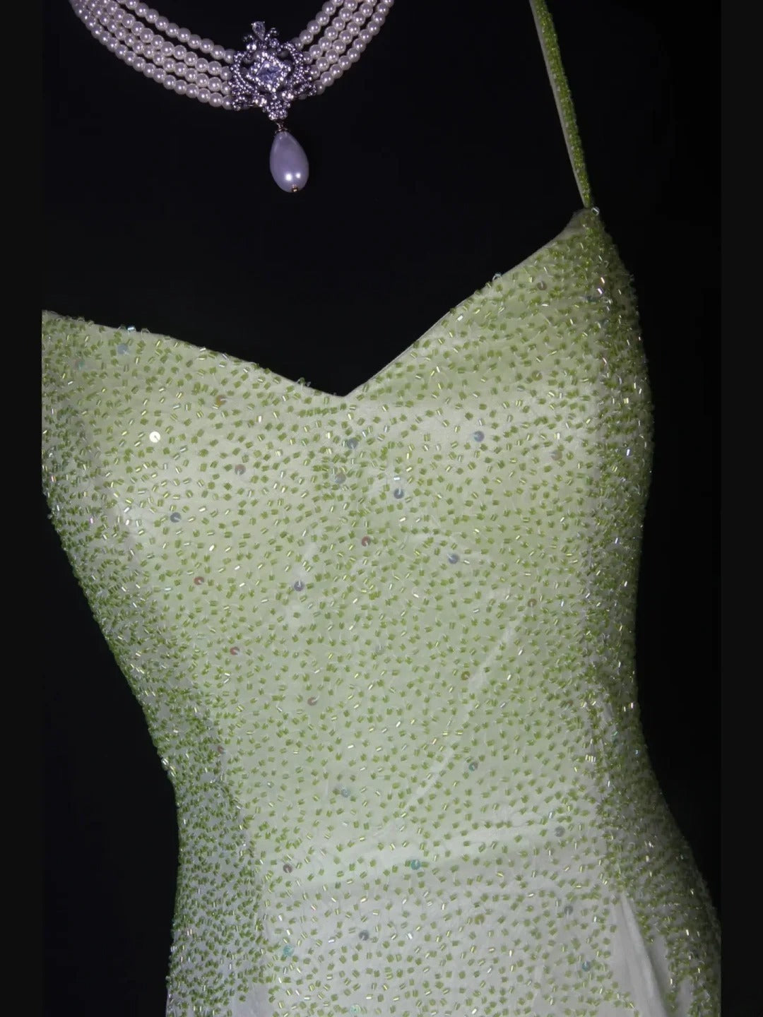 Strahlendes Meerjungfrauen-Abendkleid mit Spaghettiträgern, weiß-grünem Ombré-Chiffon, langes Modell, beeindruckendes Outfit zum 18. Geburtstag, Ballkleid AS260