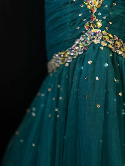 Beautiful Prom Dresses Mermaid Sweetheart Tulle Blue With Beading Crystals Long Formal Outfits RB6108