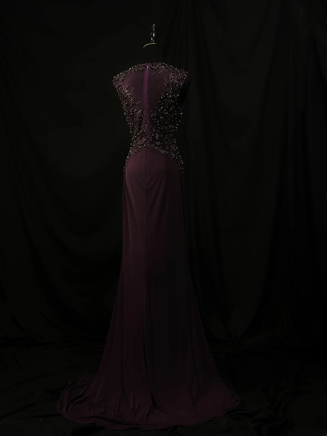 Beautiful Prom Dresses Mermaid Scoop Purple With Beading Crystals Long Formal Outfits RB6109