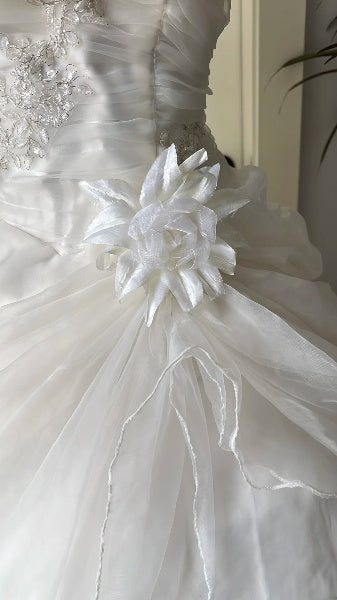 Elegant Sweet 16 Dress Long Strapless White With Flower Ball Gown Sweet Sixteen Party Birthday Dresses RC0600