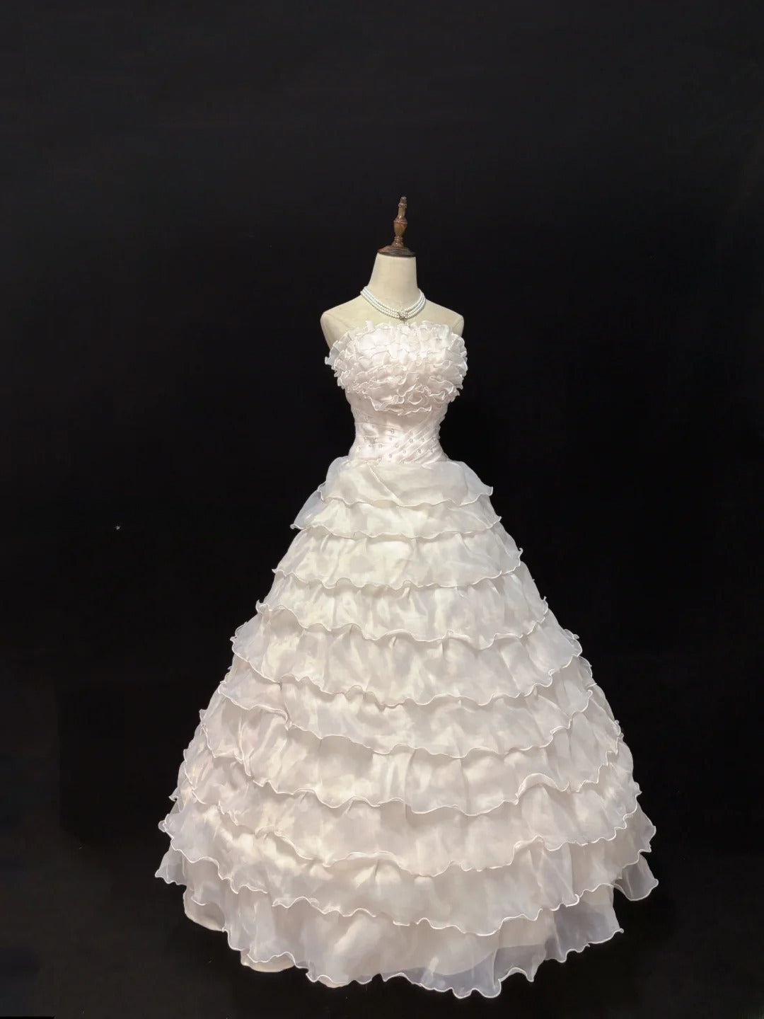 Classy Ball Gowns Strapless Light Pink Poofy Long With Tiered Layers Quince Dress Sweet 16 inspo Quinceanera Dresses Vestidos De 15 anos RB7663