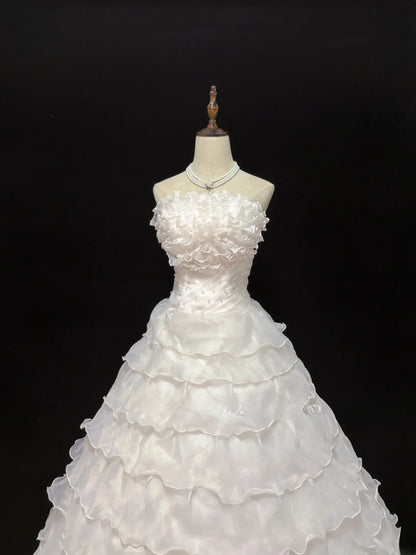 Classy Ball Gowns Strapless Light Pink Poofy Long With Tiered Layers Quince Dress Sweet 16 inspo Quinceanera Dresses Vestidos De 15 anos RB7663