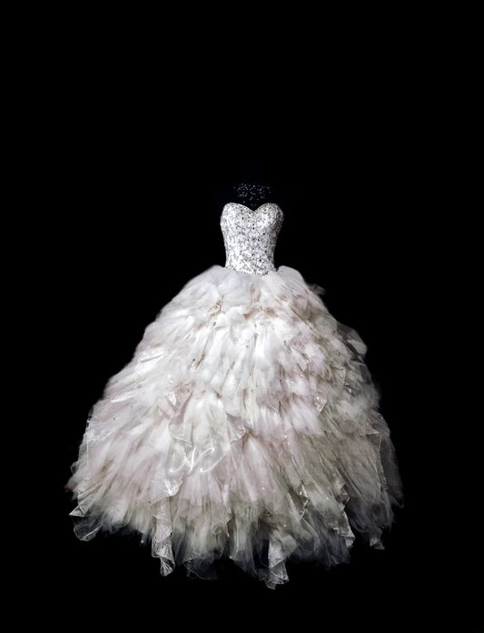 Sweet 16 Dress White Sweetheart Sleeveless Ball Gown With Tiered Layers Sweet Sixteen Dress RB9990
