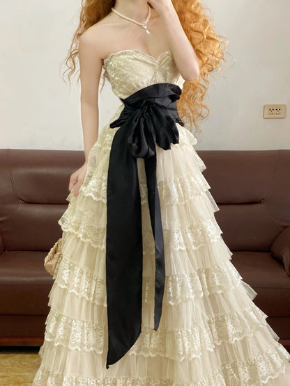 Prom Dress Elegant A Line Sweetheart Champagne Lace Floor Length Formal Evening Gown for Women Graduation Party RB9256