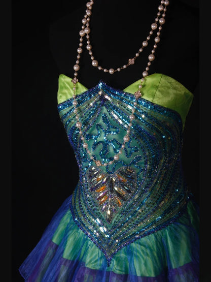 Cute Ball Gown Strapless Bud Green Tulle Short 16th Birthday Dress Homecoming Dresses Cocktail Gown AS267