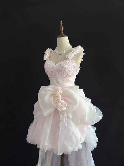 Cute Homecoming Dresses Ball Gown Short Straps Pink Birthday Cocktail Dress Ideas Outfits RB7668