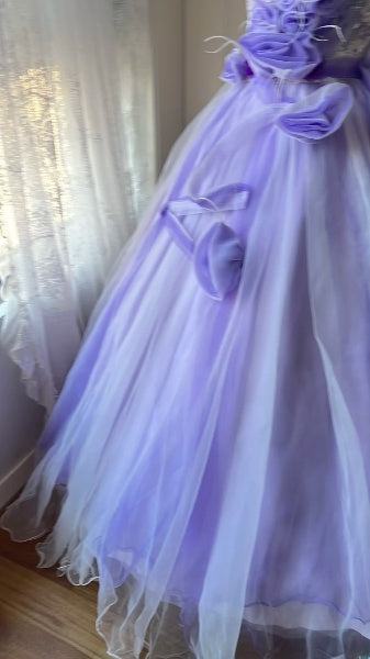 Cute Sweet 16 Dress Long One Shoulder Lilac With Flowers Ball Gown Sweet Sixteen Party Birthday Dresses RC0605