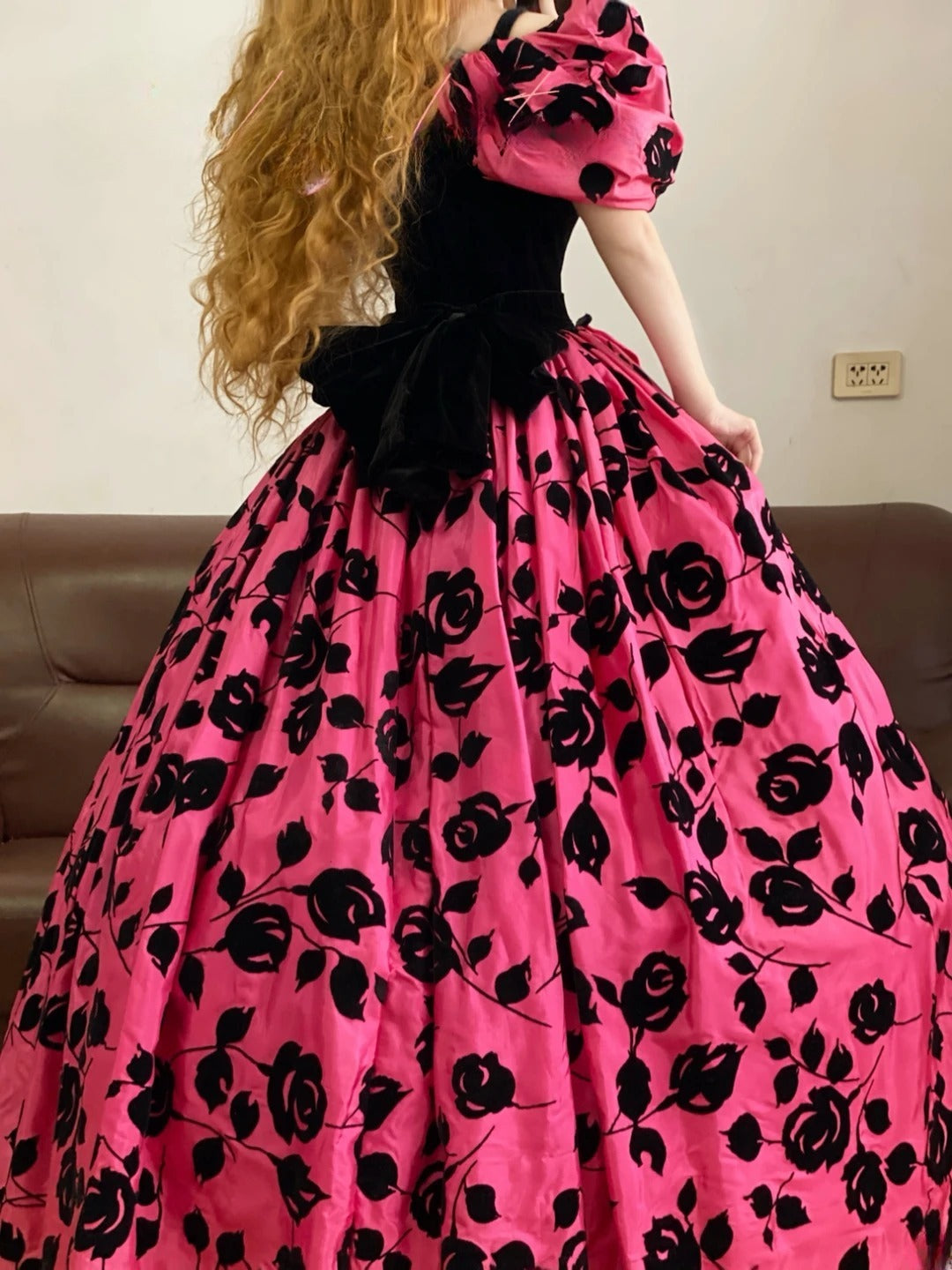 Quinceanera Dress Hot Pink Spaghetti Straps With 3D Flowers Long Ball Gown Sweet 15 Gown RB9257