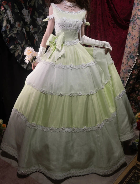 Cute Ball Gown Formal Events Scoop Green With Appliqued Quince Dress Long Quinceanera Dresses Birthday Outfits RB8522