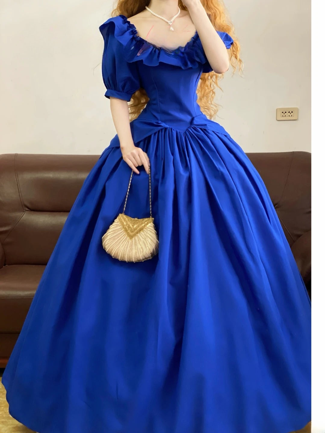Prom Dress Elegant Ball Gown Square Neck Royal Blue Satin Floor Length Formal Gown for Women Graduation Party RB9258