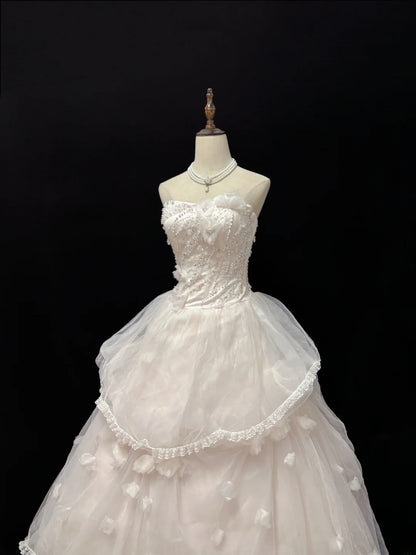 Charming Ball Gowns Strapless Tulle Poofy Long With Beading Quince Dress Sweet 16 inspo Quinceanera Dresses Vestidos De 15 anos RB7670