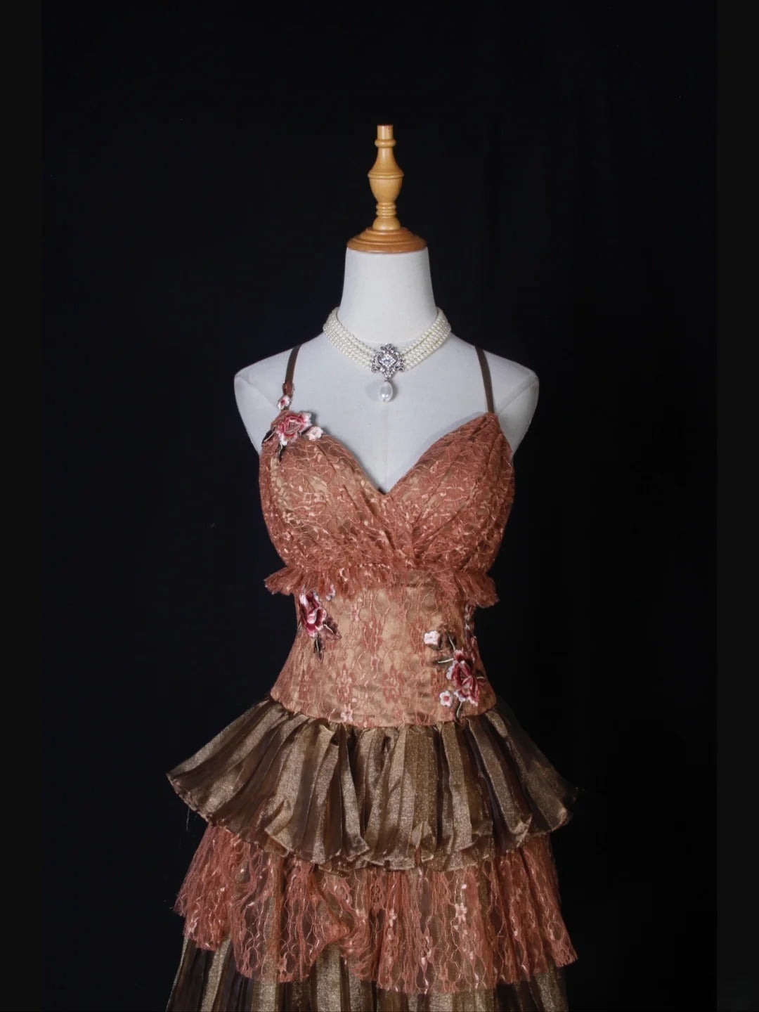 Retro-Ballkleid mit Spaghettiträgern, rosa-braun, kurz, 16. Geburtstagskleid, Homecoming-Kleid, Cocktailkleid AS271