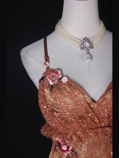 Retro-Ballkleid mit Spaghettiträgern, rosa-braun, kurz, 16. Geburtstagskleid, Homecoming-Kleid, Cocktailkleid AS271