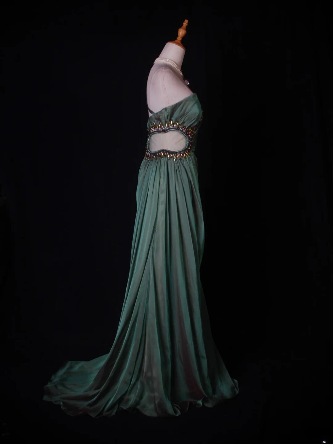 Vintage Meerjungfrauen-Abendkleid aus Chiffon mit One-Shoulder-Schnitt, perlenbesetztem Stufenoberteil und elegantem Design – perfekt für den 18. Geburtstag. (Modell: AS272)