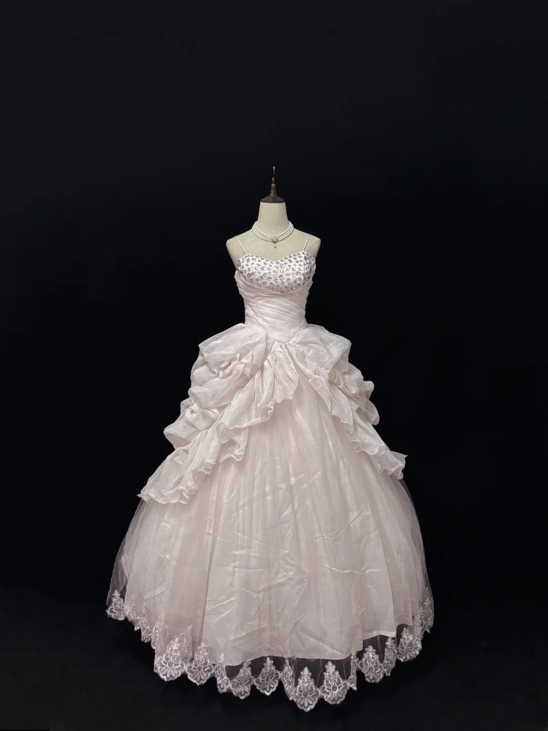 Ethereal Prom Dress Ball Gowns Straps Tulle Poofy Basque Waist Long With Beading Quince Dress inspo Quinceanera Dresses Vestidos De 15 anos RB7722