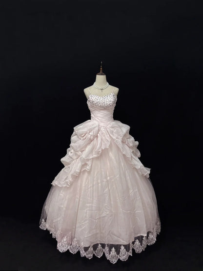 Ethereal Prom Dress Ball Gowns Straps Tulle Poofy Basque Waist Long With Beading Quince Dress inspo Quinceanera Dresses Vestidos De 15 anos RB7722
