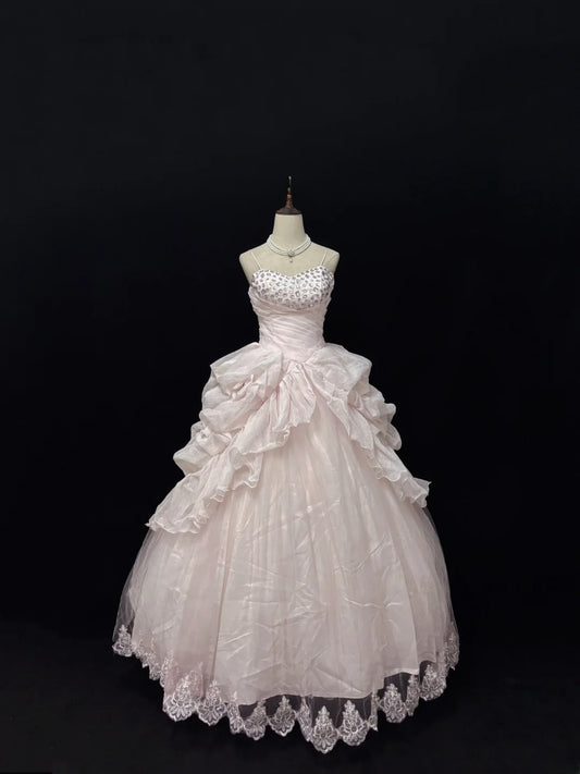 Ethereal Prom Dress Ball Gowns Straps Tulle Poofy Basque Waist Long With Beading Quince Dress inspo Quinceanera Dresses Vestidos De 15 anos RB7722