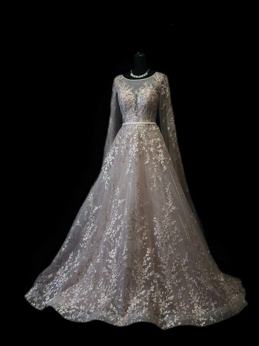 Vintage 90s Prom Dresses A line Scoop Light Pink Lace With Cape Party Gown Formal Outfits RB6117