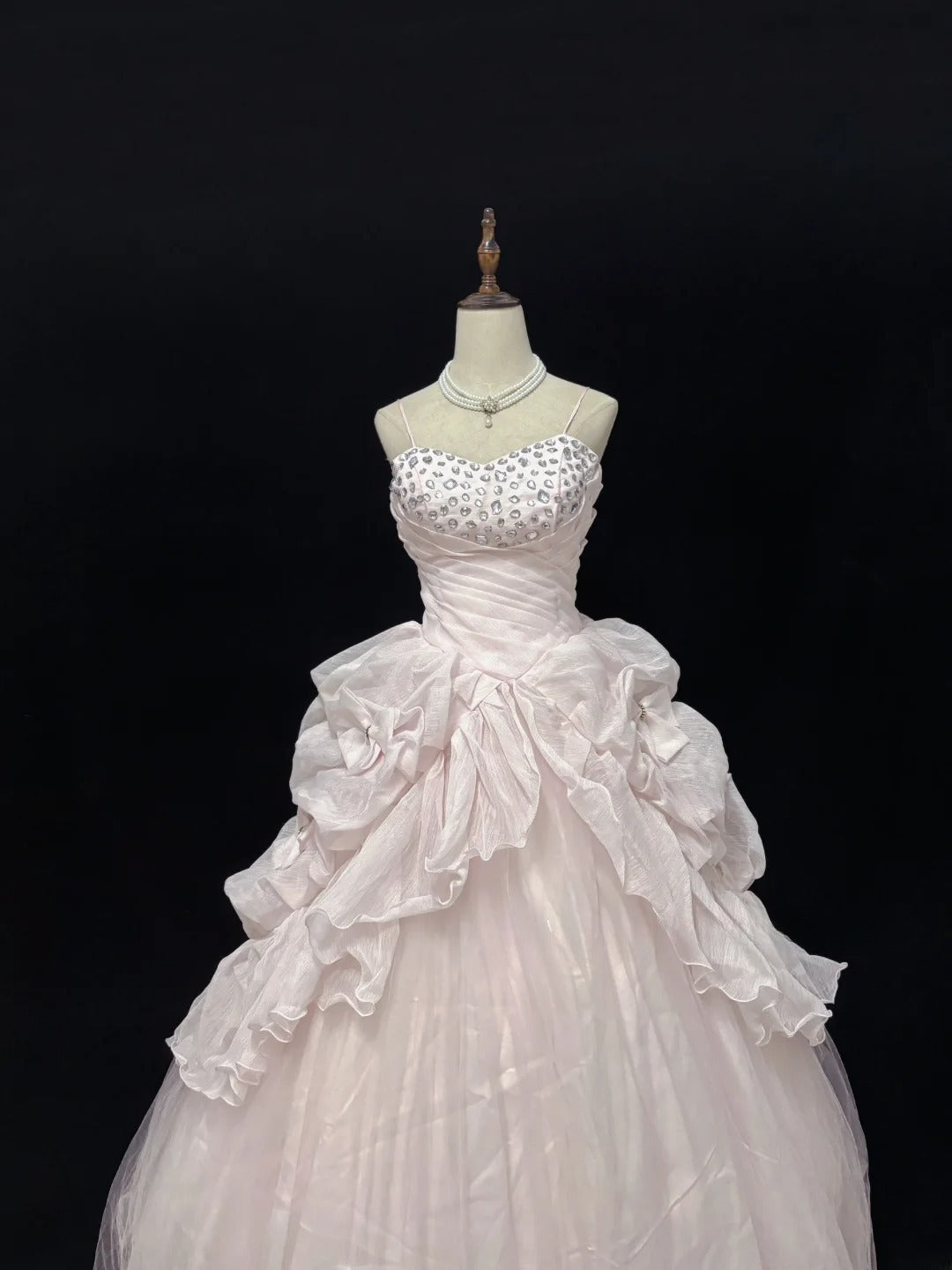 Ethereal Prom Dress Ball Gowns Straps Tulle Poofy Basque Waist Long With Beading Quince Dress inspo Quinceanera Dresses Vestidos De 15 anos RB7722