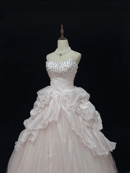 Ethereal Prom Dress Ball Gowns Straps Tulle Poofy Basque Waist Long With Beading Quince Dress inspo Quinceanera Dresses Vestidos De 15 anos RB7722