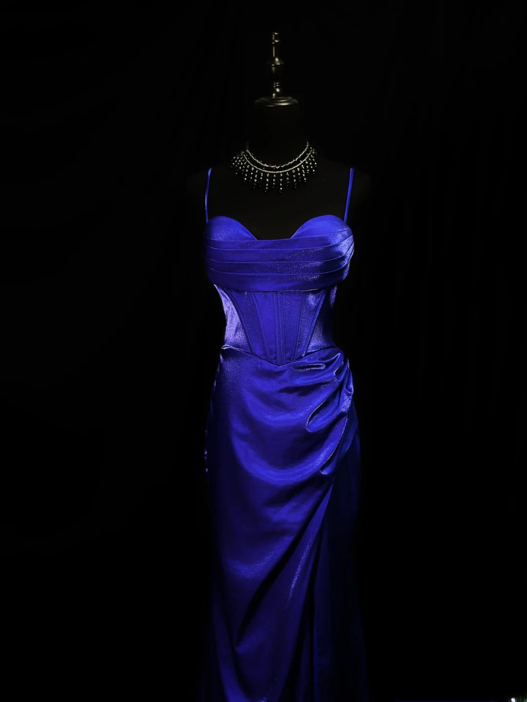 Modest Prom Dresses Mermaid Spaghetti Strap Royal Blue With Split Long Night Evening Formal Outfits RB6118