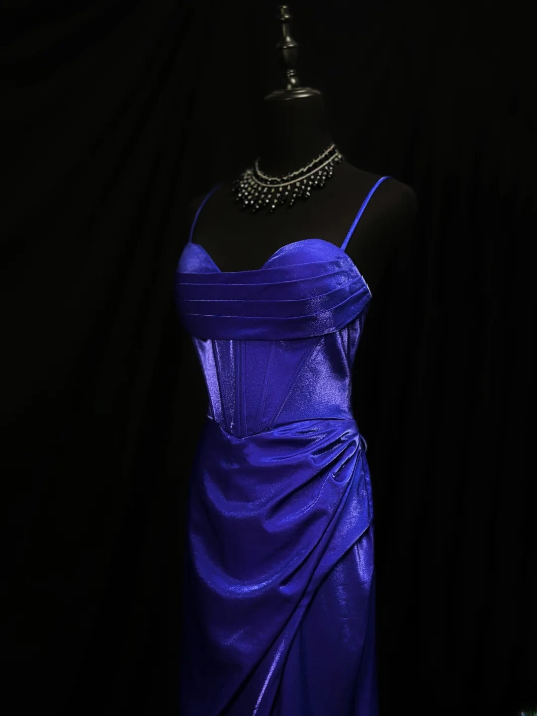 Modest Prom Dresses Mermaid Spaghetti Strap Royal Blue With Split Long Night Evening Formal Outfits RB6118