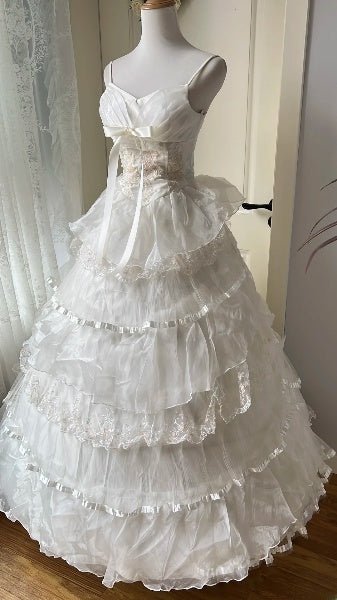 Cute Sweet 16 Dress Long Spaghetti Straps White With Layers Ball Gown Sweet Sixteen Party Birthday Dresses RC0611