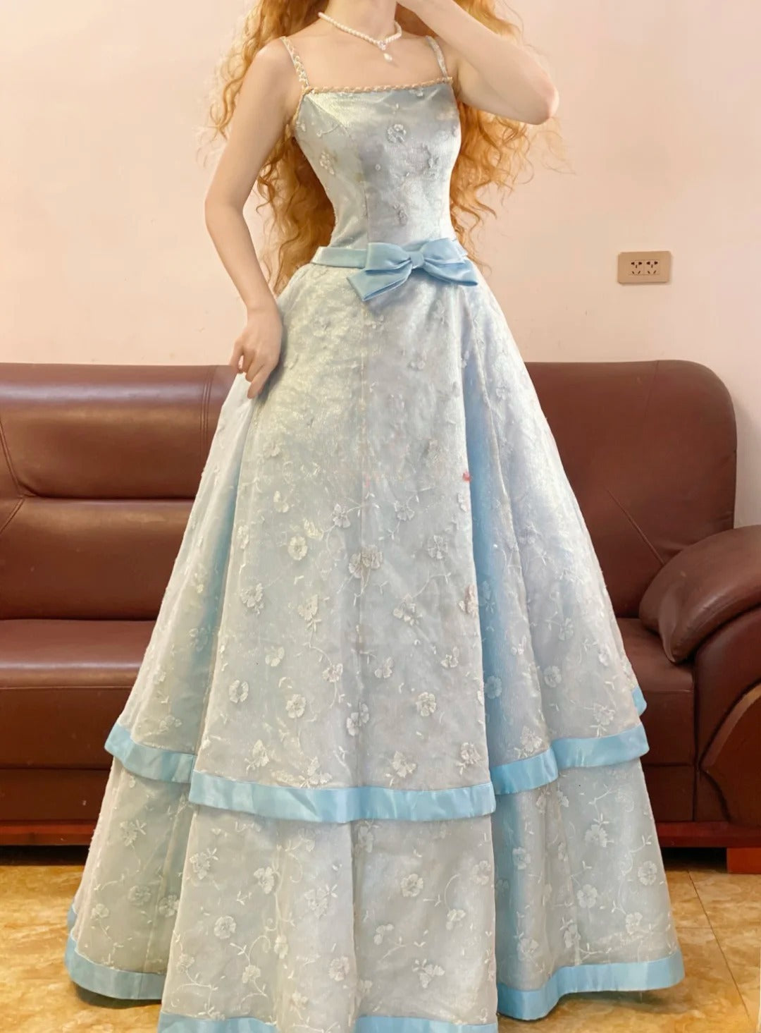 Prom Dress Elegant Ball Gown Blue Floor Length Formal Evening Gown for Women Graduation Party RB9326