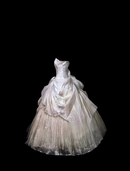 Vintage 80s Wedding Dress Ball Gown Sweetheart Ivory With Ruffled Bridal Gown for Big Day RC0068
