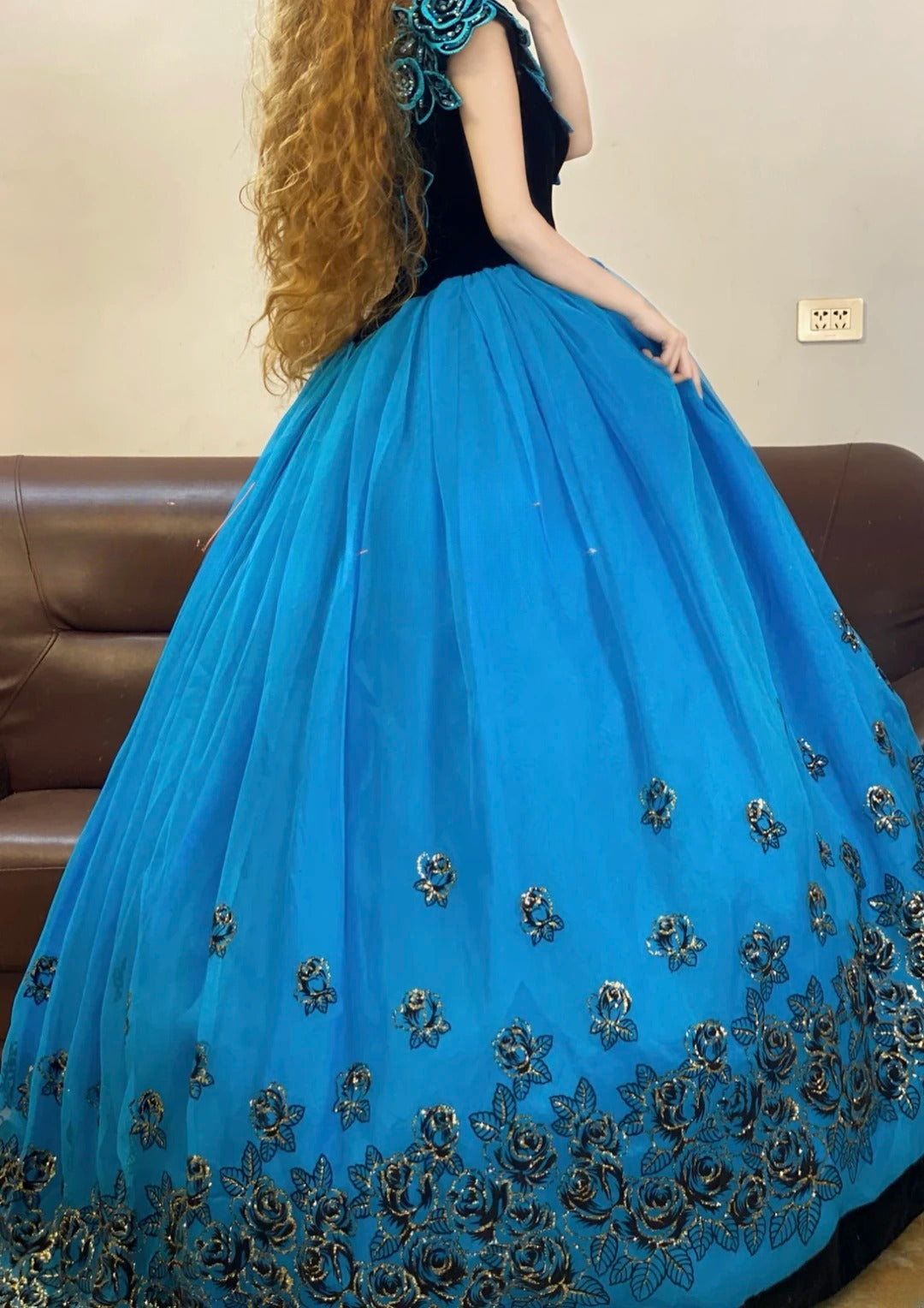 Tulle Blue Ballgown Sweet 16 Dress Lace Appliques Off The Shoulder Sweet Sixteen Birthday Gown Floor Length RB9327
