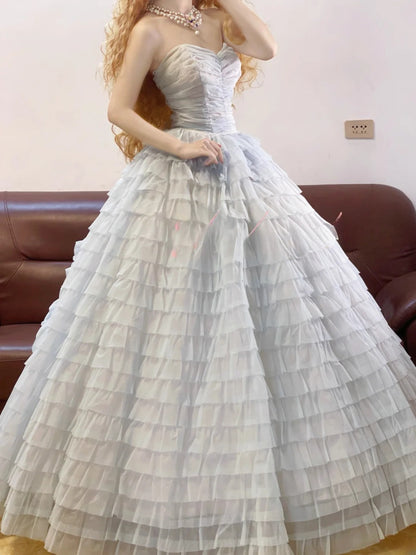Strapless Tulle Sweet 16 Dress Light Sky Blue Ball Gown Sweet Sixteen Formal Party Gown RB9328