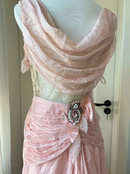 Modest Prom Dresses Aesthetic 90s Retro Mermaid Chiffon Floor Length Pink Evening Outfits RC0614