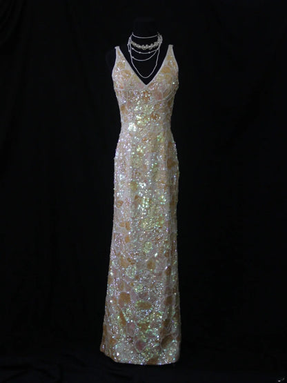 Vintage Etuikleid, schmal geschnitten, V-Ausschnitt, Pailletten, perlenbesetztes Oberteil, langes Ballkleid, beeindruckendes Outfit zum 18. Geburtstag, Ballkleid AS278