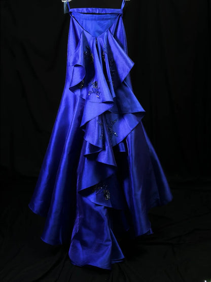 Modest Prom Dresses Mermaid 2 Pieces Royal Blue With Beading Open Backs Long Night Evening Formal Outfits RB6121