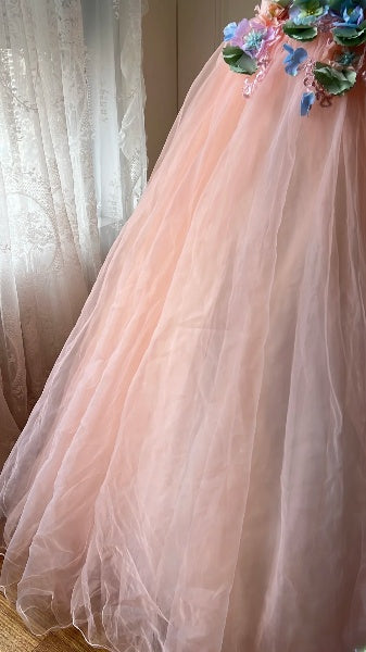 Sweet 15 Quinceanera Dress Ball Gown Strapless Pink With Appliques Long 16th Birthday Outfits RC0617