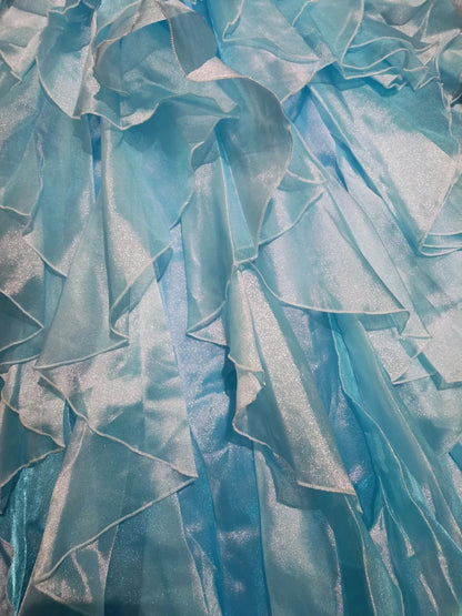 Gothic Halter Sweet 16 Ball Gown,Blue Appliques Tulle Long Sweet Sixteen Formal Dress RB9996