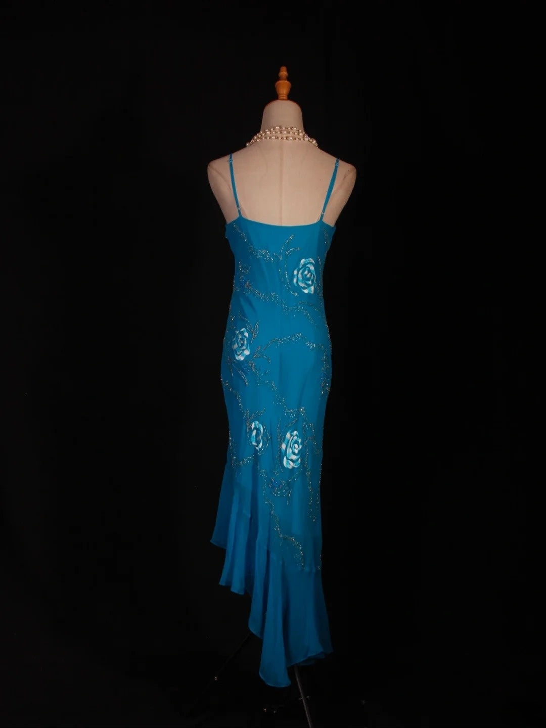 Vintage Meerjungfrauen-Abendkleid mit Spaghettiträgern, unregelmäßigem Schnitt, Perlenstickerei am Oberteil und Chiffon-Oberteil – ein beeindruckendes Outfit für den 20. Geburtstag, formelles Abendkleid AS281