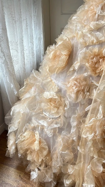 Sweet 15 Quinceanera Dress Ball Gown Strapless Gold With Flowers Long 16th Birthday Outfits RC0619
