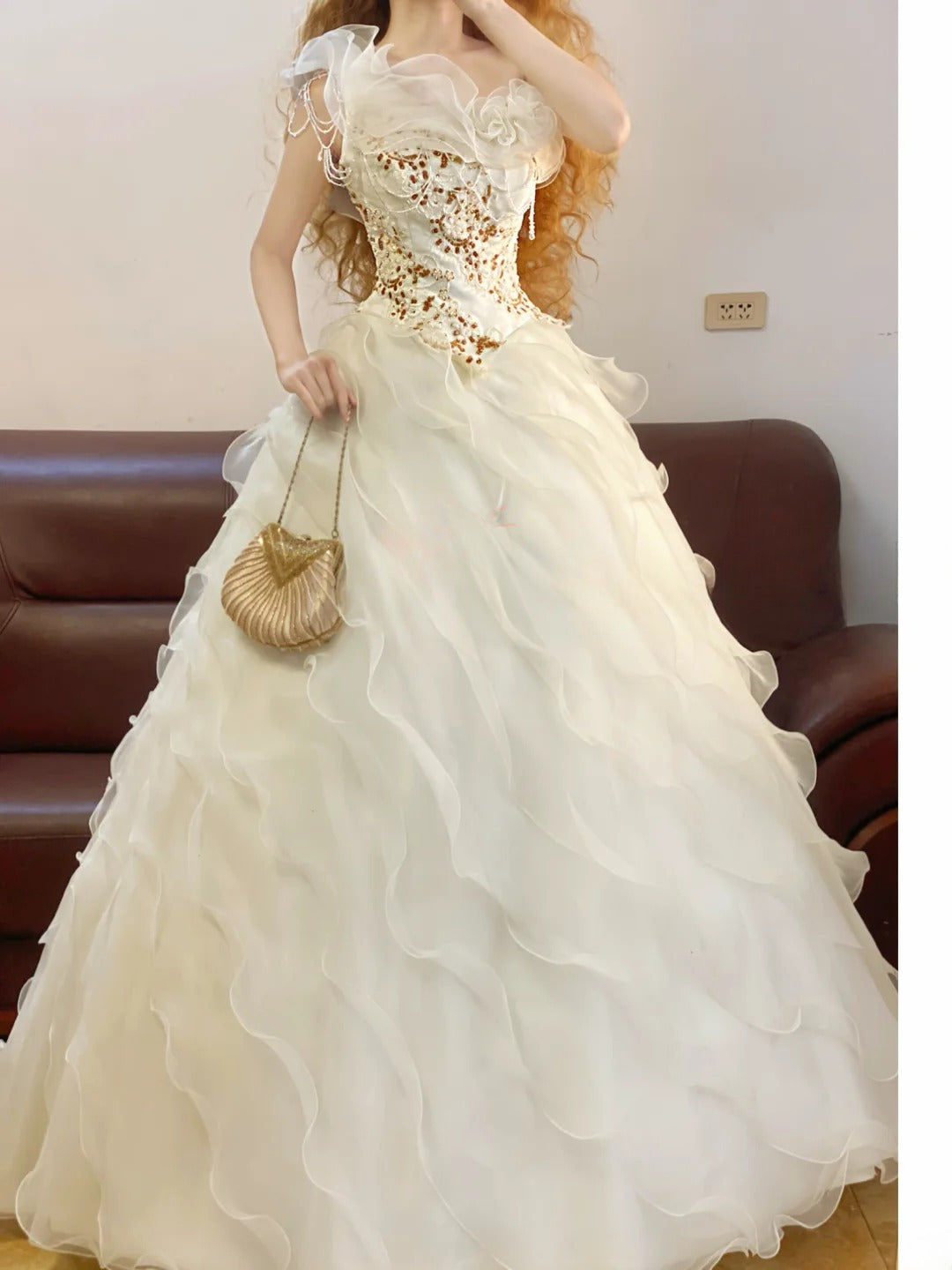 Prom Dress Elegant Ball Gown One Shoulder White Appliques Formal Evening Gown for Women Graduation Party RB9334