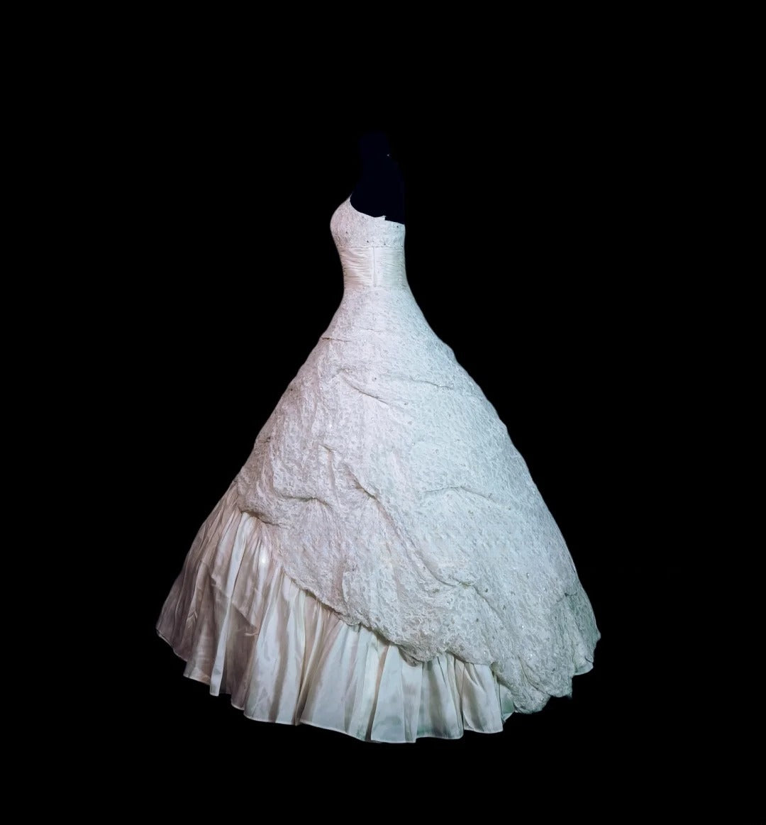 Vintage 80s Wedding Dress Ball Gown Halter Lace White Satin With Ruched Bridal Gown for Big Day RC0072