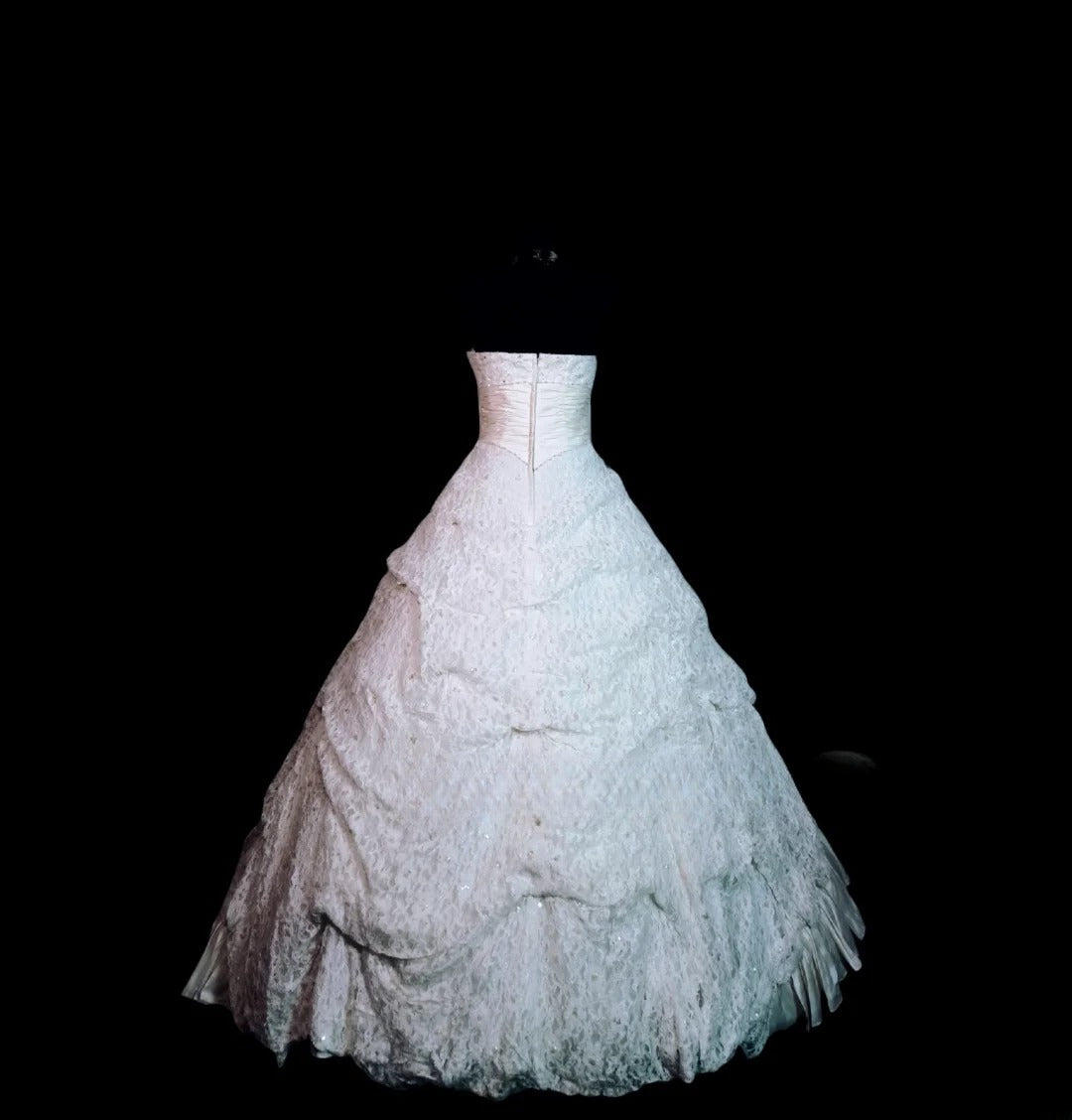 Vintage 80s Wedding Dress Ball Gown Halter Lace White Satin With Ruched Bridal Gown for Big Day RC0072