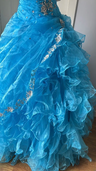 Cute Sweet 16 Dress Long Sweetheart Blue With Beading Ball Gown Sweet Sixteen Party Birthday Dresses RC0620