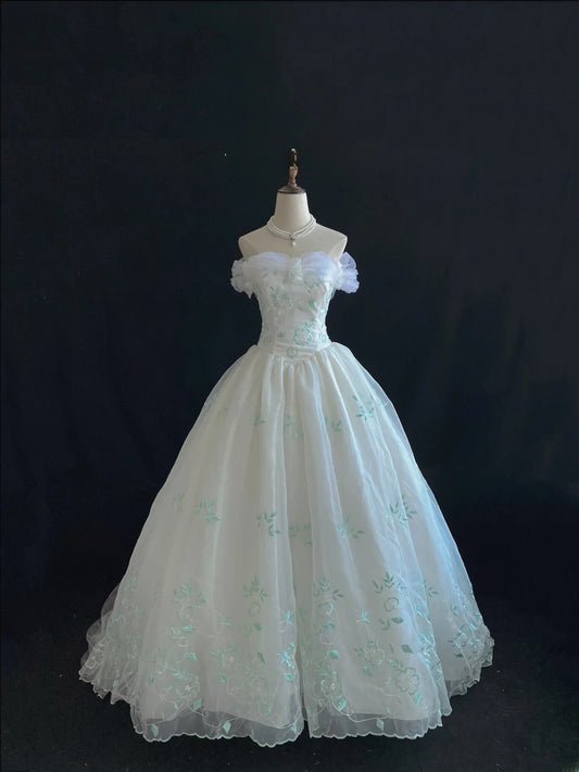 Ethereal Prom Ball Gowns Off The Shoulder Tulle Poofy Long With Embroidery Quince Dress inspo Quinceanera Dresses Vestidos De 15 anos RB7734