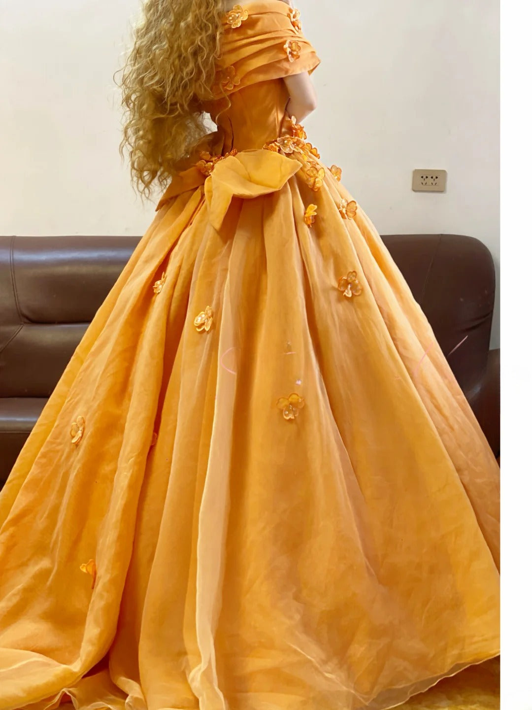 Prom Dress Elegant Ball Gown Off The Shoulder Yellow With Flowers Formal Evening Gown for Women Graduation Party RB9335