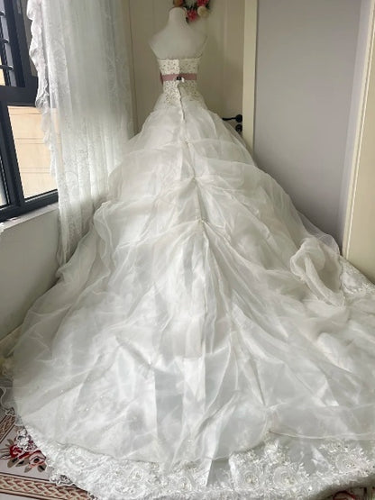 Sweet 15 Quinceanera Dress Ball Gown Strapless White With Appliques Long 16th Birthday Outfits RC0622