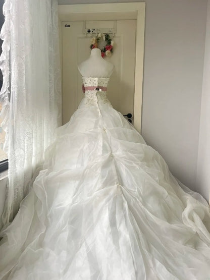 Sweet 15 Quinceanera Dress Ball Gown Strapless White With Appliques Long 16th Birthday Outfits RC0622