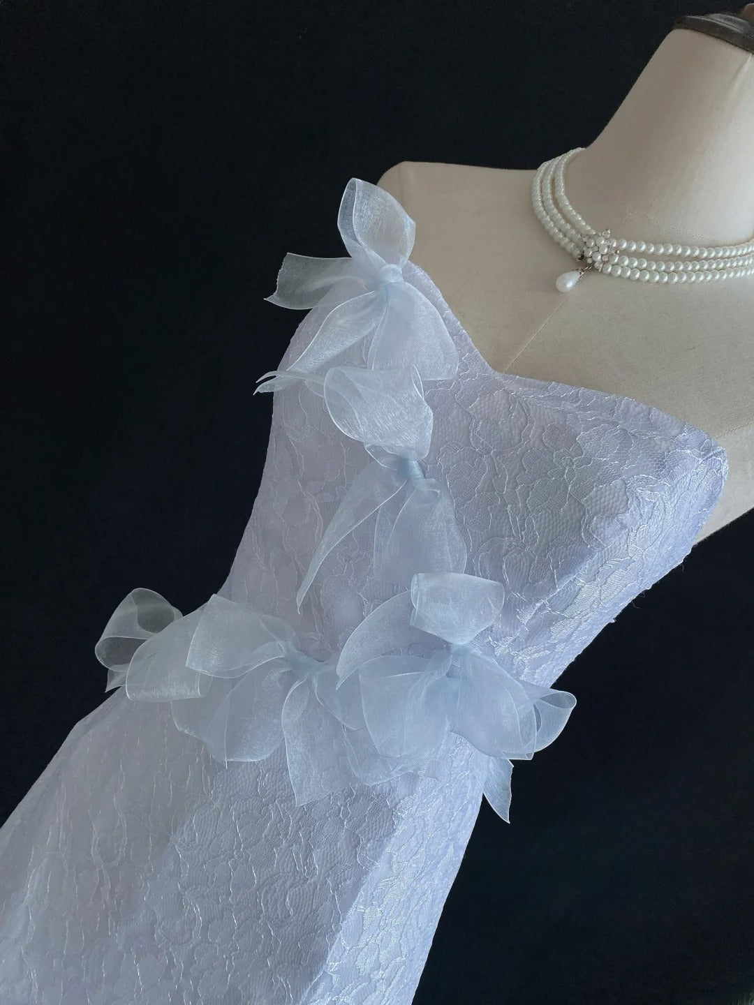 Vintage 80s Mermaid Sweetheart White Lace Organza Sweep Train With Tiered Layers Brides Gown Bridal Dress Wedding Dresses RB7738