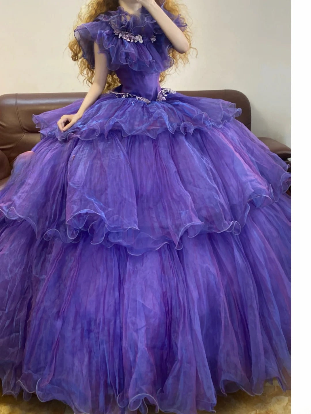Tulle Sweet 16 Dress Off The Shoulder Purple With Layers Ball Gown Sweet Sixteen Formal Party Gown RB9339