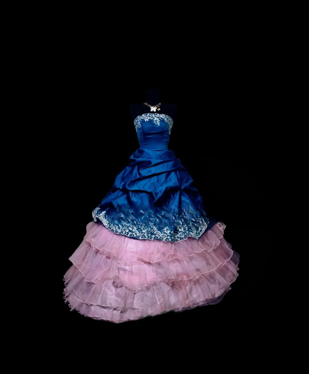Sweet 16 Dress Royal Blue Satin Strapless Lace Ball Gown Sweet Sixteen Dress RC0006
